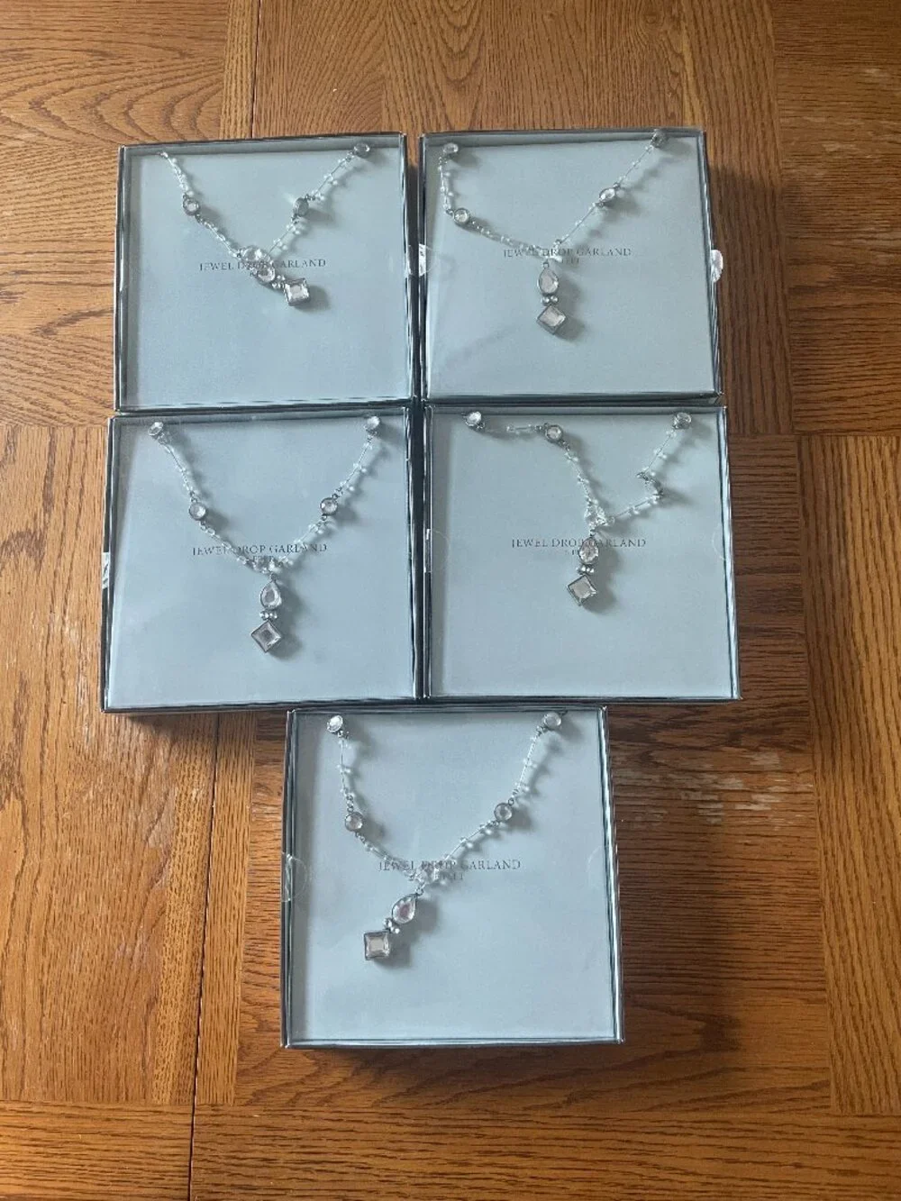 Restoration Hardware Jewel Drop Garland Clear Silver 5 Boxes 30 Ft New Christmas
